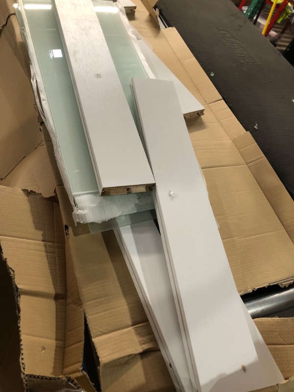 Photo 1 of ***MISSING HARDWARE AND INSTRUCTIONS*** ROYMELO 40x84 Inch Glass Sliding Barn Door Slab and 7ft Hardware Kit Included, 5 Frosted Glass, LVL Wood Panel Covered with White Water-Proof Scratch-Proof PVC Surface, Simple DIY Assembly