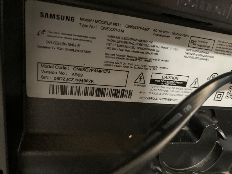 Photo 1 of ***SEE NOTES***Samsung 65-Inch Class QLED Q7F Series Samsung Vision AI Smart TV (2025 Model, 65Q7F) Quantum HDR, Object Tracking Sound Lite, Q4 AI Gen1 Processor, 4K upscaling, Gaming Hub, Alexa Built-in