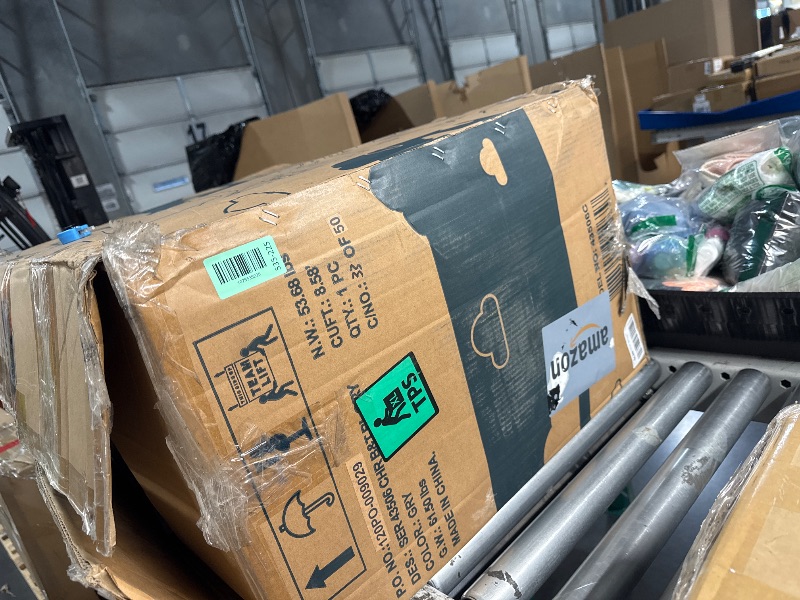 Photo 1 of **Missing hardware** Serta Conway Big & Tall Executive Office Chair, Ergonomic High-Back with Adjustable Lumbar, Semi Plush Cushion and Body Pillows, Padded Armrests, Wooden Swivel Base, Bonded Leather, Gray