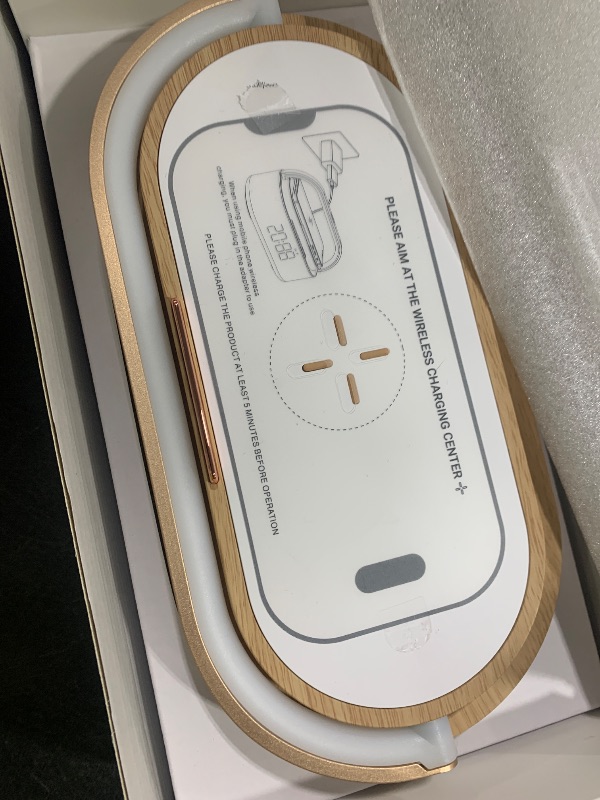 Photo 1 of COLSUR Bluetooth Speaker Alarm Clock with Wireless Charger, FM Radio, Adjustable LED Night Light, 6 in 1 Bedroom Portable Speaker 2500mAh, Phone Stand for Bedside, Home, Office, Gift (Wood)