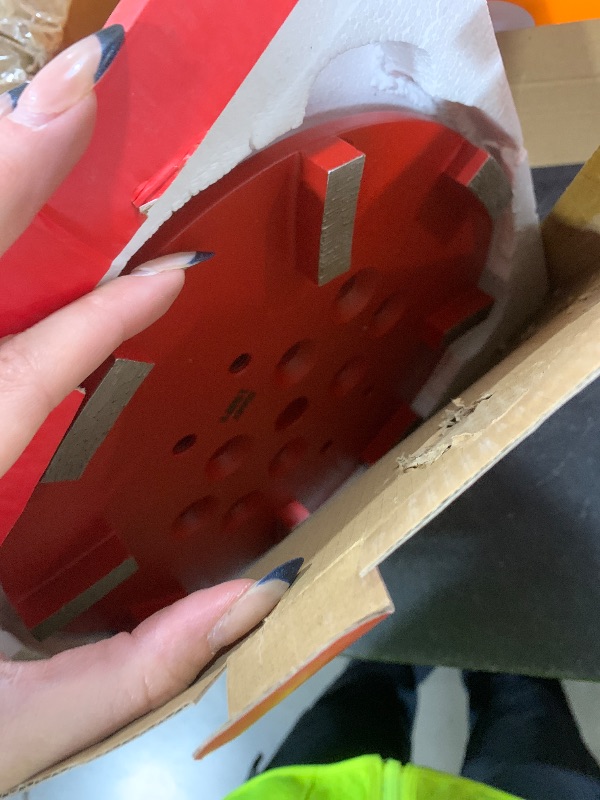 Photo 1 of 10" Pro Concrete Diamond Grinding Head disc Plate, 25Grit Curved Rectangle Segment (25Grit Medium Bond 8 Segments)