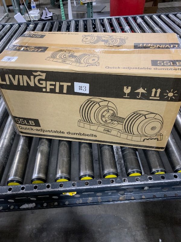 View 3 of Living.Fit Adjustable Dumbbell - 5 Dumbbells in One - 15-55 LBs, Includes Stand, Easy & Fast Weight Change, Anti Slip Grip For Home Gym, Strength Training