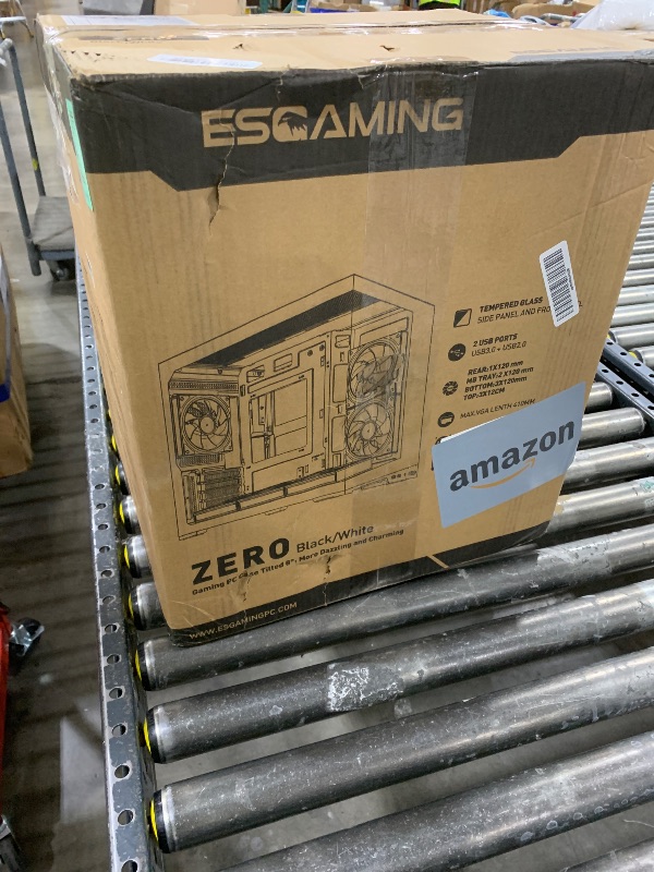 Photo 1 of ESGAMING M-ATX Mini Tower PC Case 360MM RAD Support, 8° Slanted Base, 270° Full View Tempered Glass Gaming PC Case - Zero White Without Fan