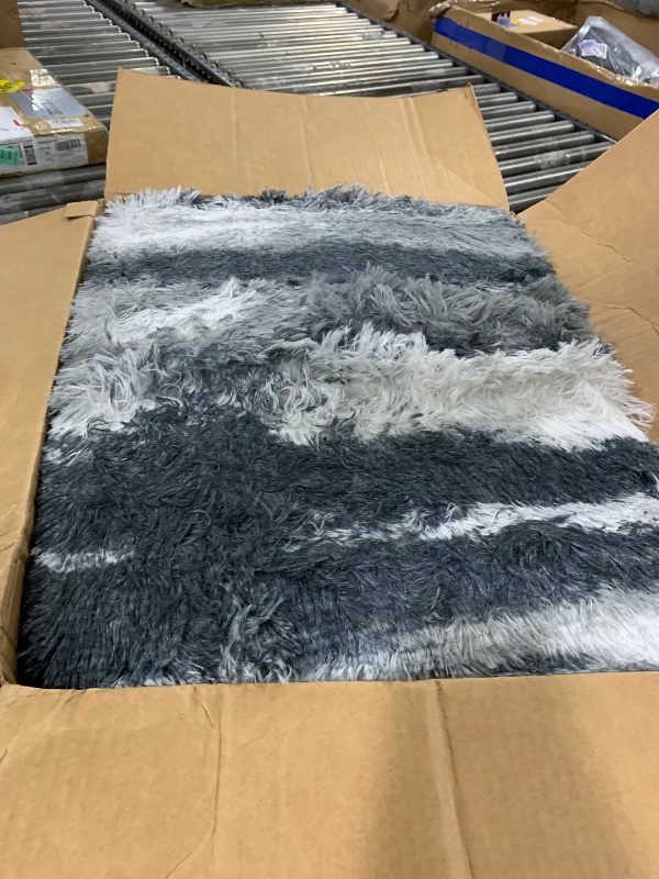 Photo 1 of Ailyei Shag Rugs for Living Room 8x10, Ultra Soft Abstract Grey Big Fuzzy Rugs for Bedroom, 8 x 10 Fluffy Shaggy Plush Carpet Girls Kids Room Dorm Upgrade Non-Slip