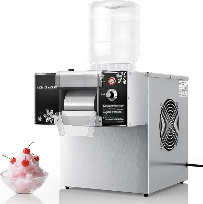 Photo 1 of Snowflake Ice Machine, 176 LBS/24H Commercial Shaved Ice Machine, Rapid Cooling and 9 Adjustable Speed, Stainless Steel Snowflake Ice Maker for Home, Restaurant, Office, Party