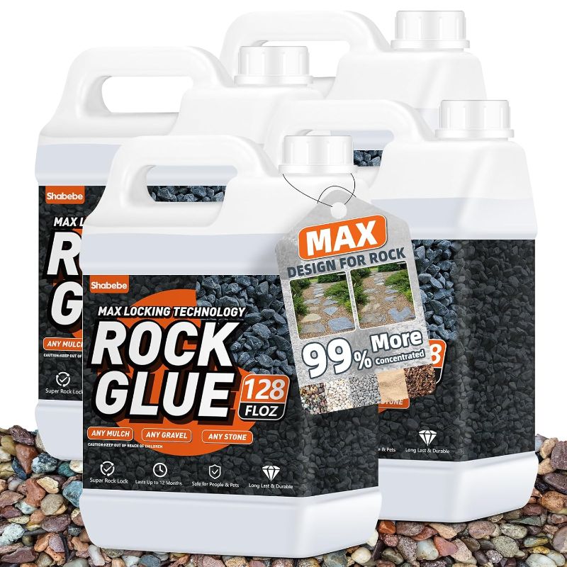 Photo 1 of Rock Glue,4 Gallon 99% Stronger Bond Gravel Binder for Pea Gravel, Pebble&Stone-Stop Shifting, Reduce Mess, Strong Hold for Yards, Patios, Garden Walkways, Pet Safe Mulch Bond for Landscaping