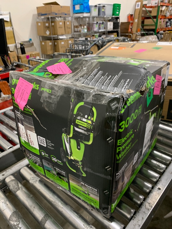 Photo 1 of Greenworks 3000 PSI (2.0 GPM Max) Brushless Electric Pressure Washer, Steel Wand, On-Board Soap Tank (15°, 25°, 40°, Soap, and Turbo Nozzle)
