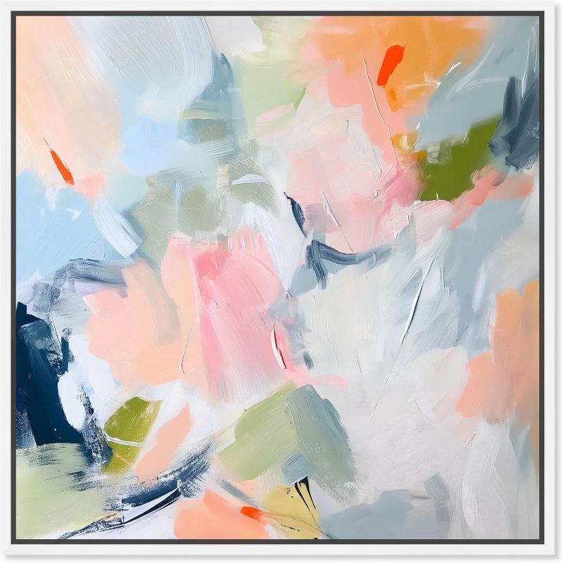 Photo 1 of Art Remedy Enigma in Paint I Canvas Modern Colorful Art, White Frame, 40" x 40"
