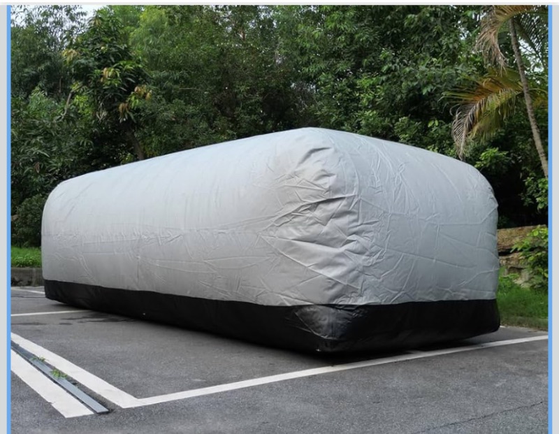 Photo 1 of Portable Inflatable Car Cover Garage Tent Airtight Ultimate Shield Outdoor/Indoor Car Bubble Vehicle Shelter for Car Parking Painting Washing and Storage (Gray+Black, 5.5m L×2.0m W×1.73m H)