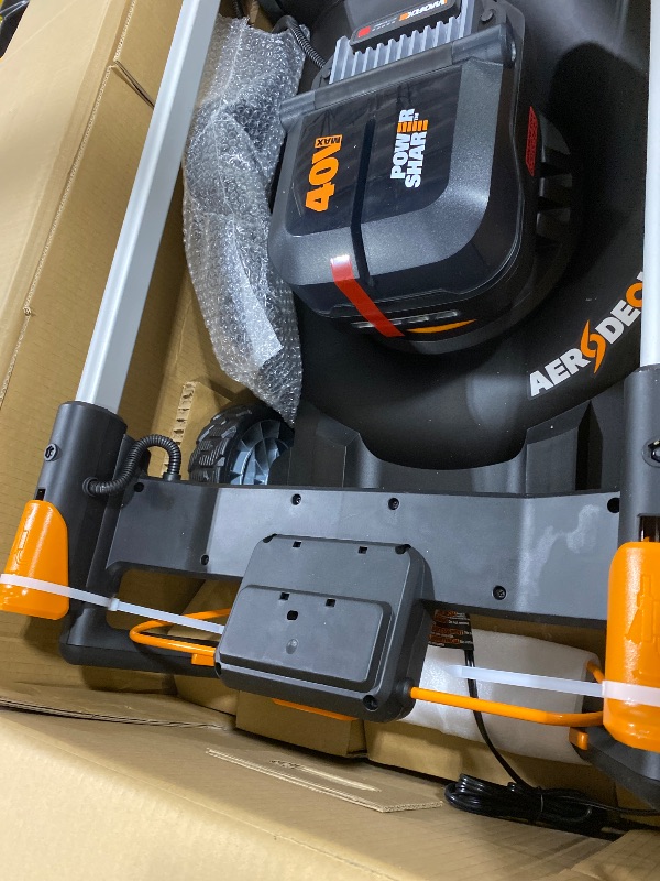 Photo 1 of WORX Nitro 21" Cordless Lawn Mower, Electric Mower with Variable Speed, Self-propelled Lawn Mower with Aerodeck & Intellicut, 2 × 5.0 Ah Batteries & Charger Included, WG760