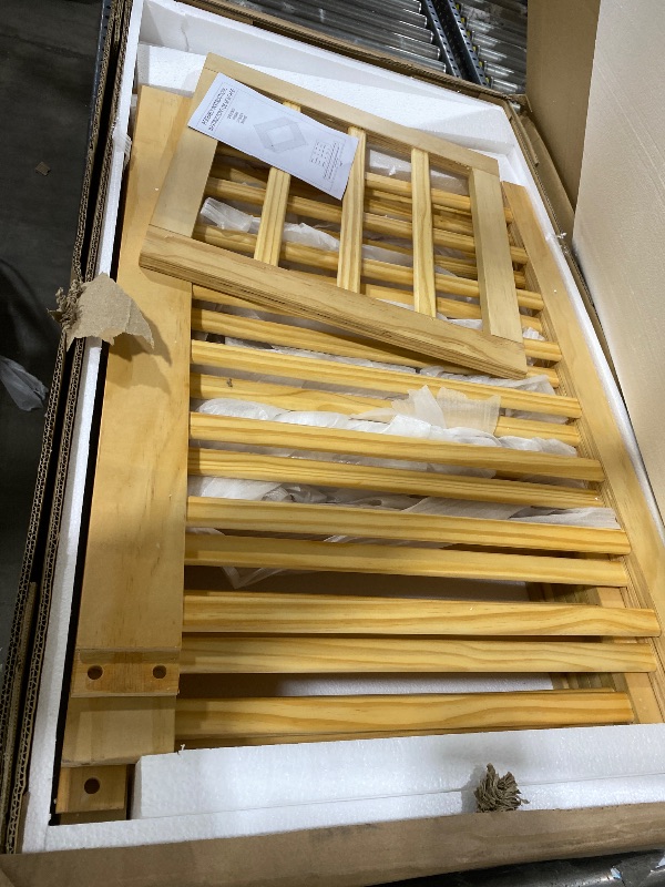 Photo 1 of Bellemave Queen Size Montessori Floor Bed with 23.5" High Rails, Pine,Plywood Floor Bed with Small Door, Natural