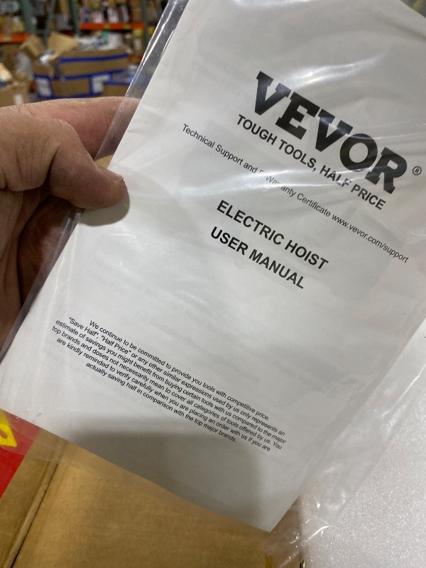 Photo 1 of VEVOR 2200lbs Electric Hoist w/14ft Wired Remote Control, 110v Electric Hoist with 40ft Single Cable Lifting Height, for Garage Warehouse Factory Control for Garage, Shop, Hotel, Home