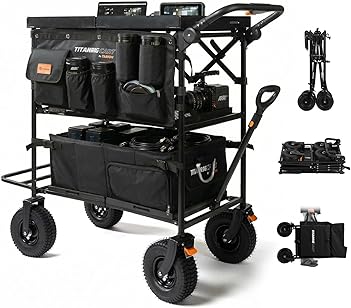 Photo 1 of 
TARION Video Production Camera Cart - Heavy Duty 440lb Load Capacity Cine Dolly - Foldable 3 Tray Mobile Workstation
