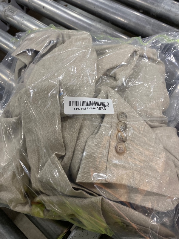 Photo 1 of Perry Ellis Men's Linen-Blend Suit Jacket, Breathable Single Breasted Blazer, Regular Fit, with Chest Pocket (Sizes 36-54), 54 (Big), Natural Linen Herringbone
