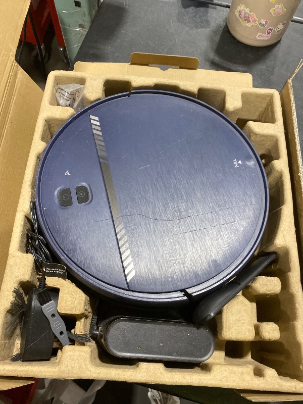 Photo 1 of Robot Vacuum Cleaner, Smart Robotic Vacuum Wi-Fi Connected, App Control, Compatible with Alexa and Google Assistant, Automatic Self-Charging Robot Vacuum Perfect for Pet Hair, Carpets and Hard Floors