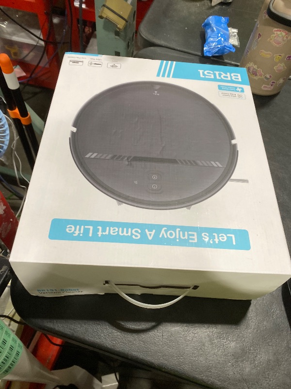 Photo 1 of Robot Vacuum Cleaner, Smart Robotic Vacuum Wi-Fi Connected, App Control, Compatible with Alexa and Google Assistant, Automatic Self-Charging Robot Vacuum Perfect for Pet Hair, Carpets and Hard Floors