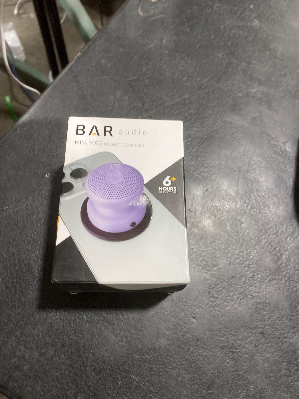 Photo 1 of cellhelmet Bar Audio Mini Mag Compact Magnetic Wireless Speaker with Powerful Audio, IPX5 Water Resistance, 6-Hour Battery Life, and MagSafe Compatible Mounting in Lilac Purple