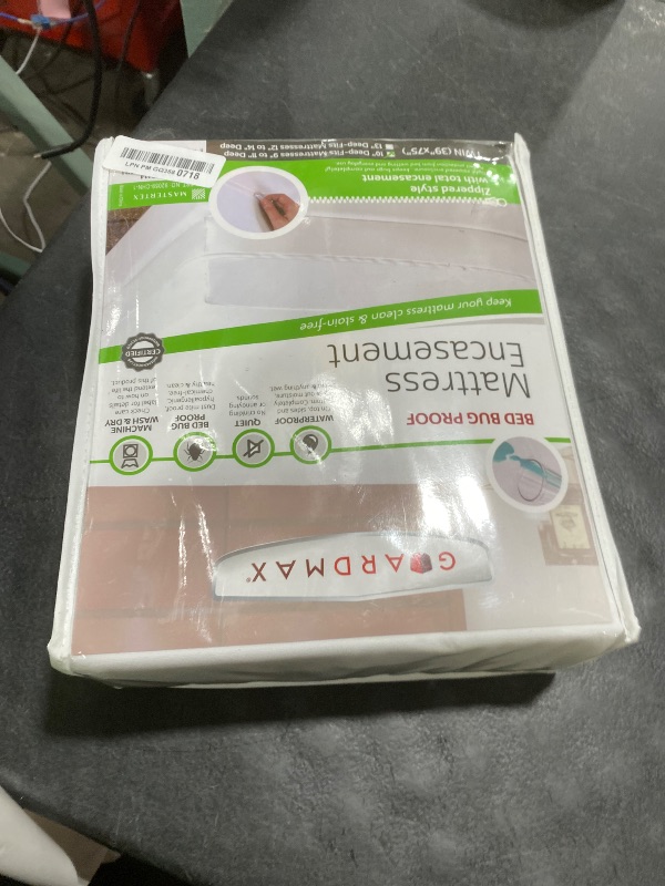Photo 1 of Guardmax Twin Mattress Encasement with Zipper, Waterproof, Bed Bug Proof, and Dust Mite Proof Mattress Protector for Twin Size Bed up to 10" Deep, Zippered All Around Jersey Knitted Mattress Cover