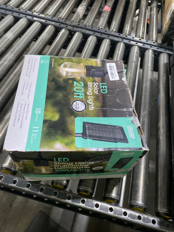 Photo 1 of Feit Electric LED Solar Powered String Lights, Dusk-to-Dawn Sensor, 20ft Shatter Resistant Outdoor String Lights, Linkable, 2700K Warm White, 15,000-Hour Lifetime, SL20-10/SOL/V1, 11 Bulbs Included