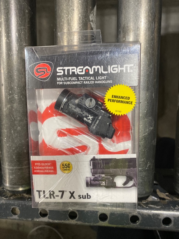 Photo 1 of Streamlight 69400 TLR-7 X sub 500-Lumen Tactical Weapon Light Designed Exclusively and Solely for Railed Glock 43X Mos/48 Mos/43X Rail/48 Rail subcompact Handguns with Mounting Kit and Keys, Black