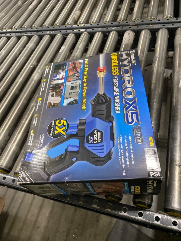 Photo 1 of Ontel Turbo Jet HydroX5 Pro Portable Cordless Pressure Washer (21V 3000mAh Battery), 6-in-1 Nozzle, Dual Water Source, 16ft Detachable Hose