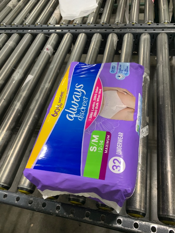 Photo 1 of Always Discreet Adult Diapers for Women, Incontinence Underwear, Postpartum Essentials, Disposable Briefs, Max Absorbency, Bladder Leak Protection, Small/Medium, 32ct