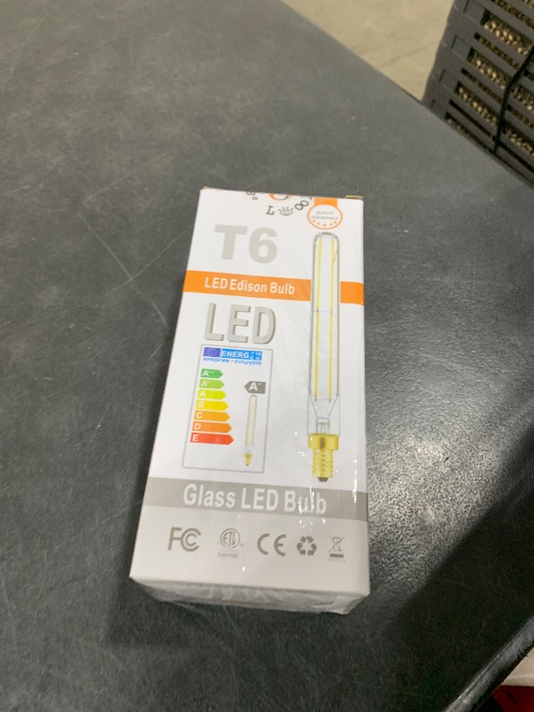 View 2 of E12 Long Led Bulbs 4W Dimmable E12 Candelabra Bulb Warm White 2500K Amber Tubular Light Bulb 40 Watt T6 Edison Bulb 400lm 7.3Inch Vintage LED Filament, 6Pack