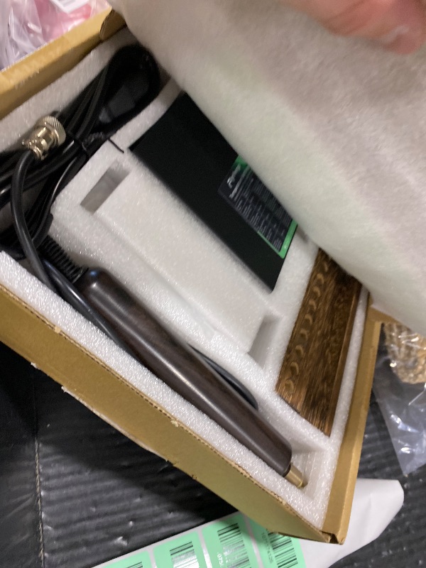 Photo 1 of Flyrivergo Leather Creaser Machine, 140-932? Leather Edging and Creasing Machine Electric Edge Creasing Heat Iron Tool with 5PCS Tips, Wooden Receptacle Base