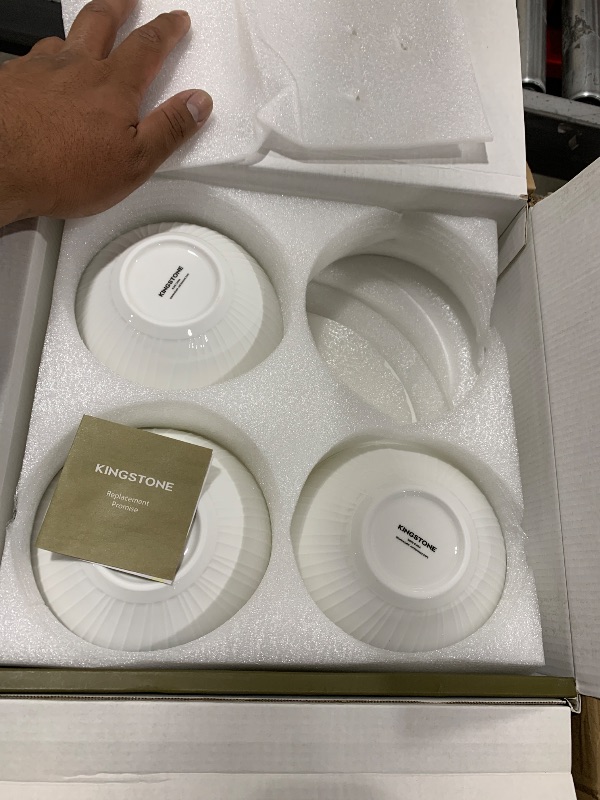 Photo 1 of KINGSTONE 12-Piece Bone China Dinnerware Set with 20-Piece flatware, White Lightweight Porcelain Service for 4, for Family Dining, Restaurants, Gifting?Microwave and Dishwasher Safe