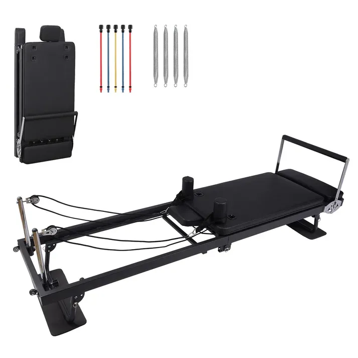 Photo 1 of Garvee Pilates Reformer 91" Foldable Pilates Machine with Springs and Resistance Ropes for Home and Studio Use, Adjustable, Aluminum Alloy Frame, Black
