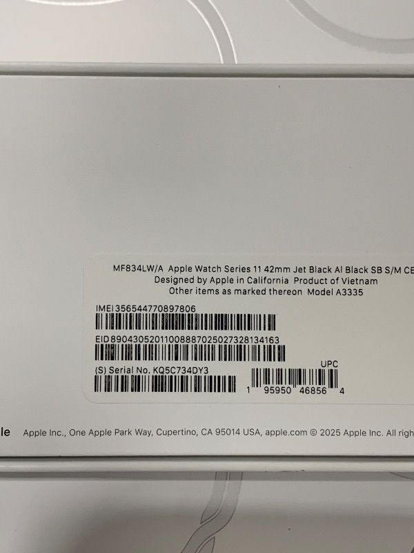 Photo 1 of Apple Watch Series 11 [GPS + Cellular 42mm] Smartwatch with Jet Black Aluminum Case with Black Sport Band - S/M. Sleep Score, Fitness Tracker, Health Monitoring, Always-On Display, Water Resistant