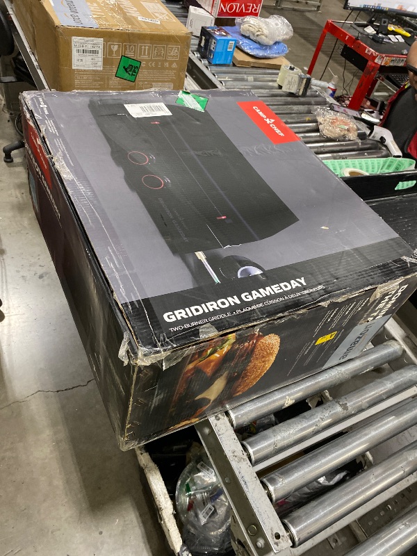 Photo 1 of Gridiron Gameday 24" Portable Propane Grill – Flat Top Tabletop Griddle with Hinged Lid, 24,000 BTUs, Flamethrower Ignition, Dual Heat Zones, Adjustable Legs for Tailgating, Camping & Outdoor Cooking