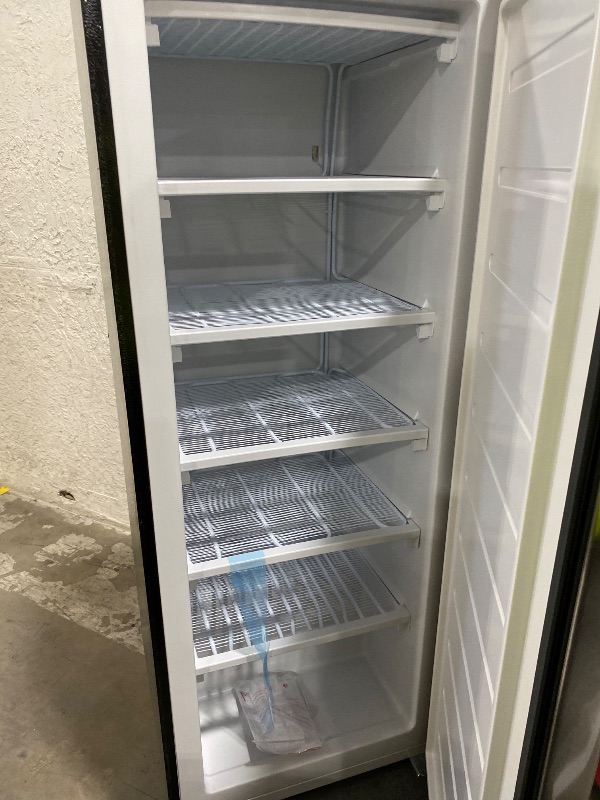 Photo 1 of Frigidaire Upright Freezer, 6.5 cu. ft., Deep Freeze, Vinyl Coated Metal with Wire Shelving, Compact for Kitchen, RV, Dorm, Cabin, and Trailer, Platinum Design Series, Silver - 21D x 23W x 56H