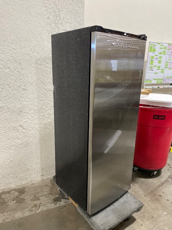 Photo 1 of Frigidaire Upright Freezer, 6.5 cu. ft., Deep Freeze, Vinyl Coated Metal with Wire Shelving, Compact for Kitchen, RV, Dorm, Cabin, and Trailer, Platinum Design Series, Silver - 21D x 23W x 56H