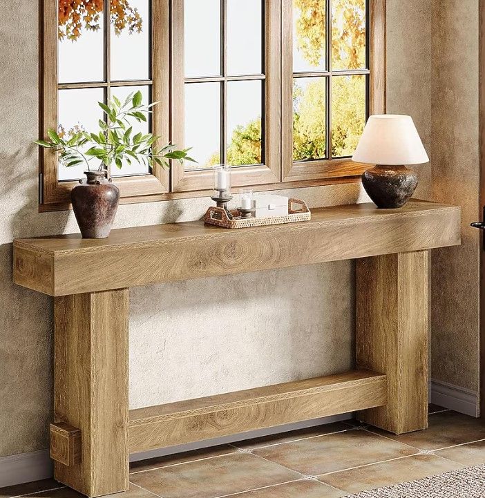 Photo 1 of Tribesigns 70.9 inches Entryway Console Table Extra Long Wooden Farmhouse Sofa Table Behind Couch Modern Rustic Foyer Stan
