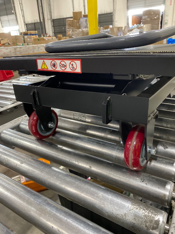 Photo 1 of GARVEE Hydraulic Lift Table Cart,330 Lbs Capacity Double Scissor Lift Table with Anti-Slip Pad & 4 Wheels,Black
