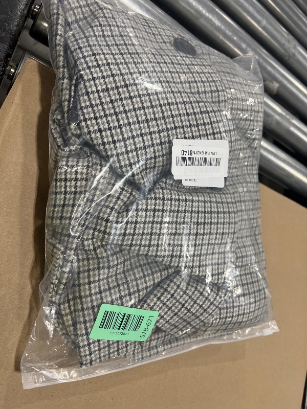 View 2 of ebossy Women's Casual Oversized Blazer Suit Notch Lapel Button Plaid Work Office Jacket Wool Pea Coat (2XL, Grey)