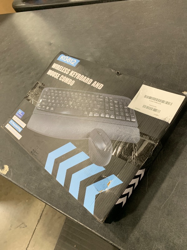 Photo 1 of Wireless Keyboard and Mouse Combo, Wave Keys Full-Sized Ergonomic Keyboard with Cushioned Plam Rest, Phone Holder, Comfortable Natural Typing, 2.4G Cordless Set for Computer, Laptop, PC, Mac, Windows