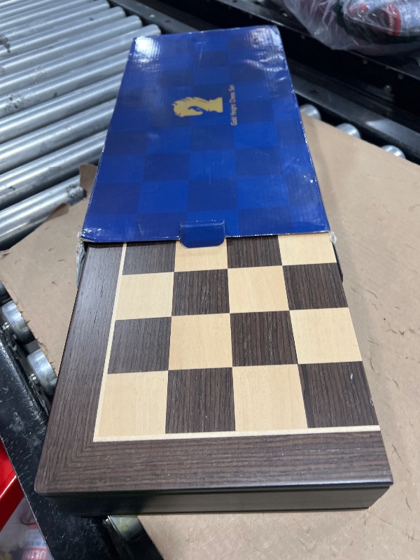 Photo 1 of Luxury Large Metal & Acrylic Chess Set with Wooden Chess Board (17”) – Weighted Metal Pieces with 3.5” King, Foldable Tournament Chess Set for Adults & Kids, Professional Family Board Game