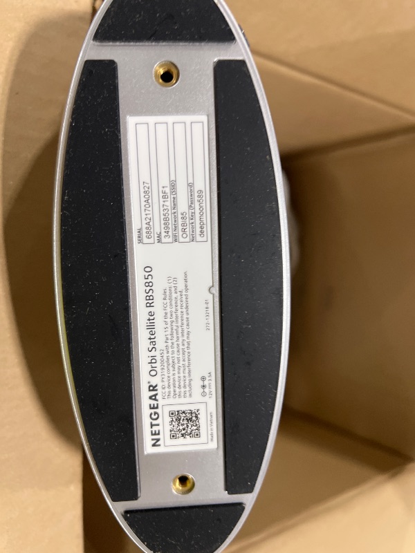 Photo 1 of NETGEAR Orbi Whole Home Mesh WiFi 6 Satellite (RBS850) - Adds up to 2,500 sq. ft. Coverage, AX6000 (Up to 6Gbps)