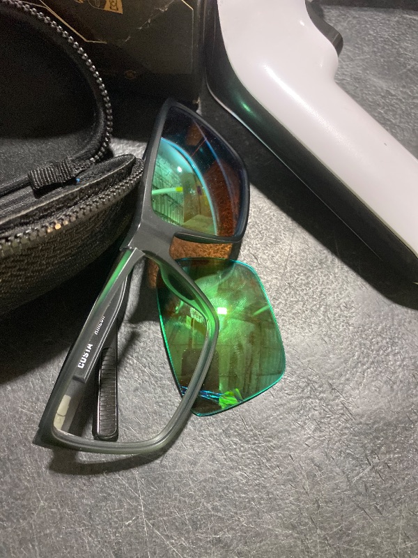Photo 1 of Costa Del Mar Mens Rincon Fishing and Watersports Rectangular Sunglasses, Black/Green Mirrored Polarized-580G, 63 mm