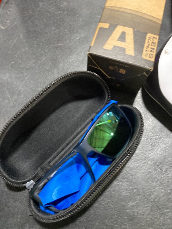 Photo 1 of Costa Del Mar Mens Rincon Fishing and Watersports Rectangular Sunglasses, Black/Green Mirrored Polarized-580G, 63 mm