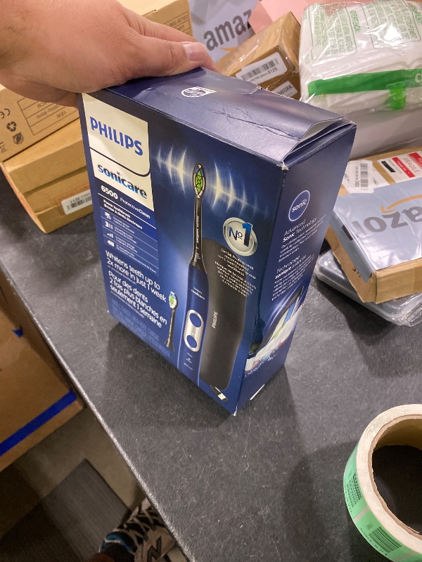 Photo 1 of Philips Sonicare ProtectiveClean 6500 Rechargeable Electric Toothbrush, with Pressure Sensor, 3 Cleaning Modes, SmarTimer and QuadPacer, 14-Day Battery Life, Charging Travel Case, Navy Blue, HX6462/07