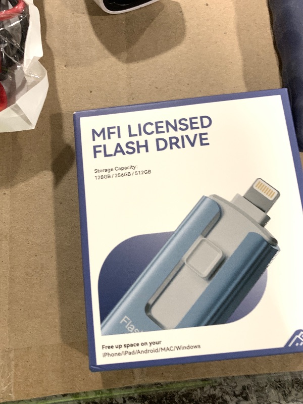 Photo 1 of MFi Certified Flash Drive for iPhone iPad 256GB, Photo Stick for External Memory Storage, Easily Back Up and Save Photos Videos, USB Memory Stick Thumb Drive for iPhone/iPad/Android/PC (Sky Blue)