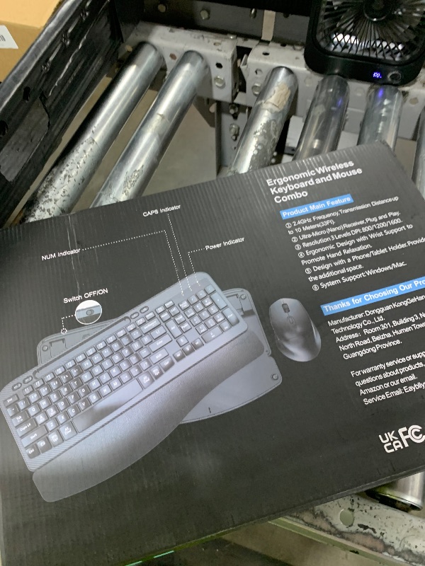 Photo 1 of Wireless Keyboard and Mouse Combo, Wave Keys Full-Sized Ergonomic Keyboard with Cushioned Plam Rest, Phone Holder, Comfortable Natural Typing, 2.4G Cordless Set for Computer, Laptop, Pc, Mac, Windows