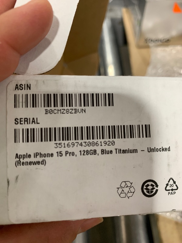Photo 1 of Apple iPhone 15 Pro, 128GB, Blue Titanium - Unlocked (Renewed)