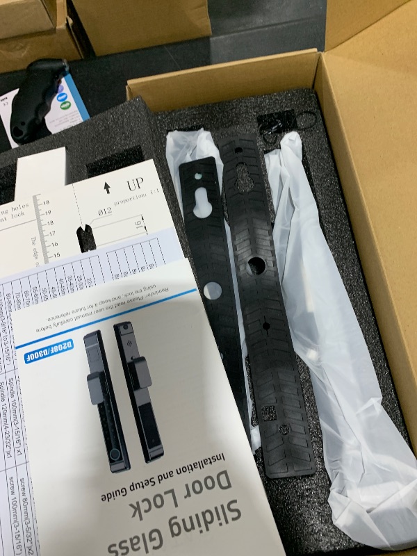 Photo 1 of Sliding Glass Door Lock, Eseesmart Sliding Door Smart Lock with Fingerprint Code Keypad RFID Card Bluetooth App Key, Electronic Digital Biometric Keyless Entry Patio Door Lock with Handle