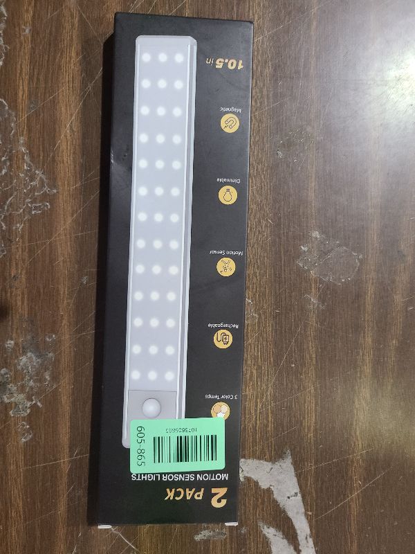 Photo 1 of 10.5" Under Cabinet Lighting, Wireless Motion Sensor Light Indoor with 3 Color Temps, Magnetic Closet Light, Dimmable Led Light, Rechargeable Under Counter Lights for Kitchen, Bedroom, Stair, 2 Pack