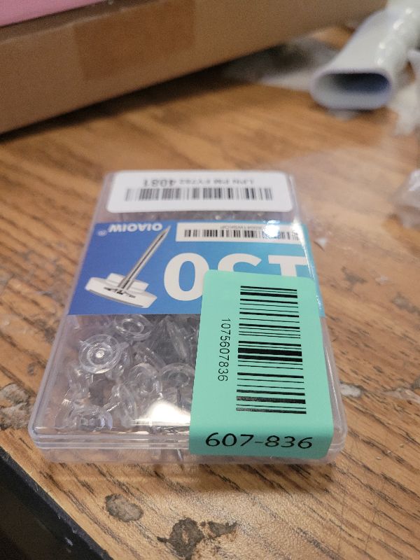 Photo 1 of 150 PCS Clear Push Pins Tacks Count in Reusable Box for Bulletin Boards and Wall Displays Heavy Duty Plastic Head
