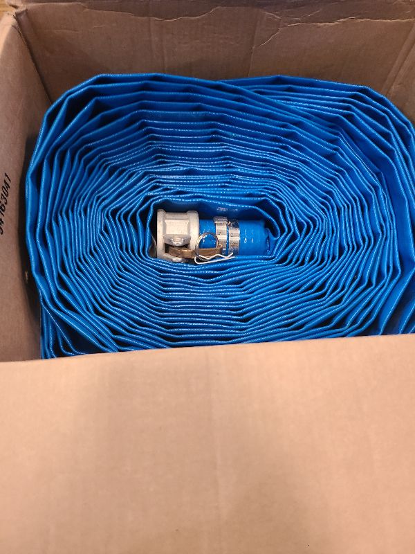 Photo 1 of 2" x 100 Ft Discharge Hose, Heavy Duty PVC Lay Flat Water Backwash Hose,Durable Pool Drain Hose with Aluminum CE Fittings for Water Pump And Filters